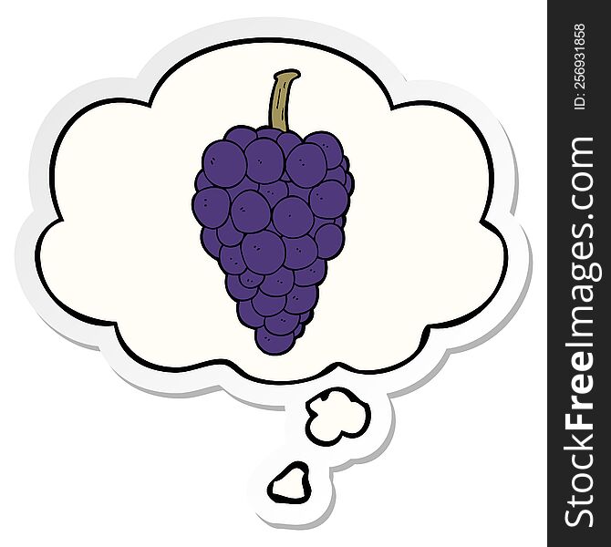 Cartoon Grapes And Thought Bubble As A Printed Sticker