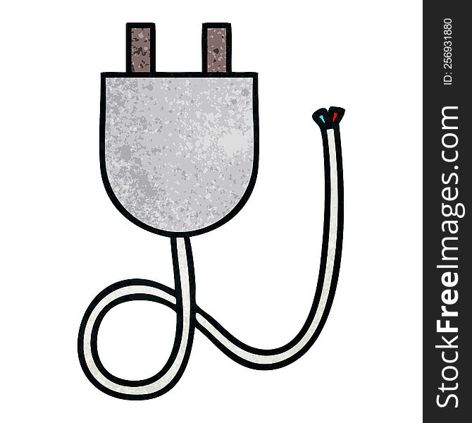 retro grunge texture cartoon of a electrical plug