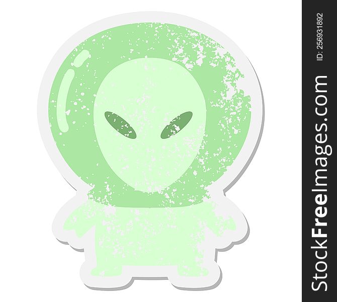 Small Alien Grunge Sticker