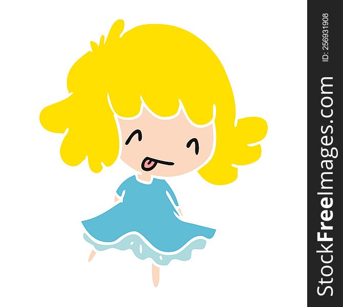 cartoon illustration of a cute kawaii girl. cartoon illustration of a cute kawaii girl