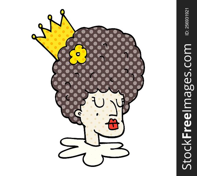 cartoon doodle queen in makeup and huge wig