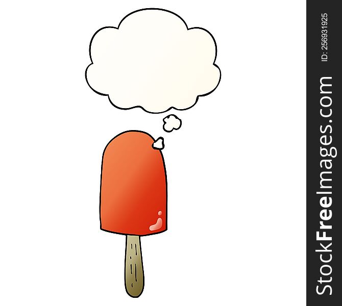 Cartoon Lollipop And Thought Bubble In Smooth Gradient Style