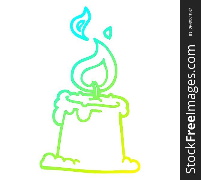 Cold Gradient Line Drawing Cartoon Lit Candle