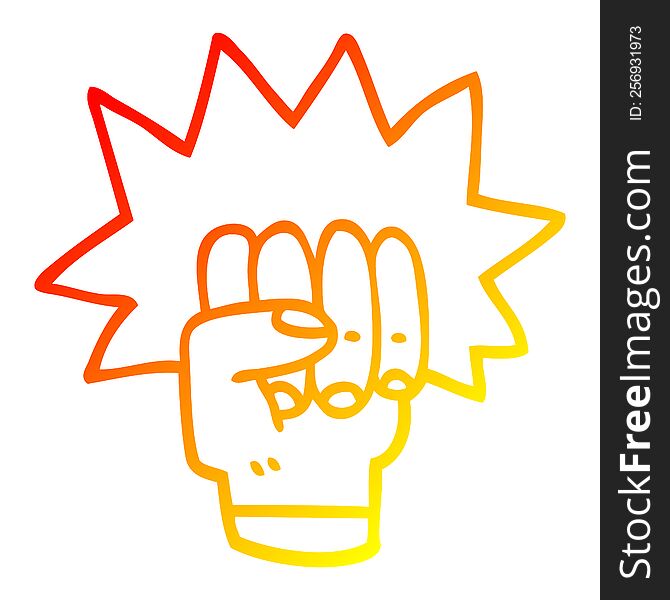 warm gradient line drawing of a cartoon punching fist