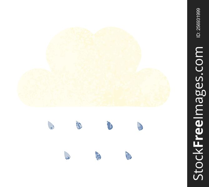 Retro Illustration Style Cartoon Rain Cloud