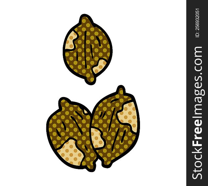 cartoon doodle nuts in shells