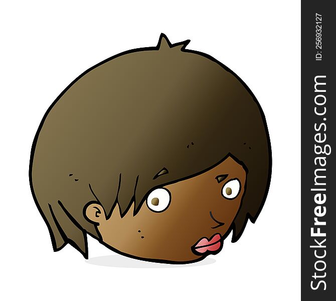 cartoon female face with raised eyebrow