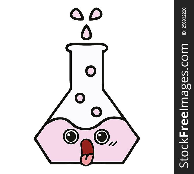 cute cartoon of a science beaker. cute cartoon of a science beaker