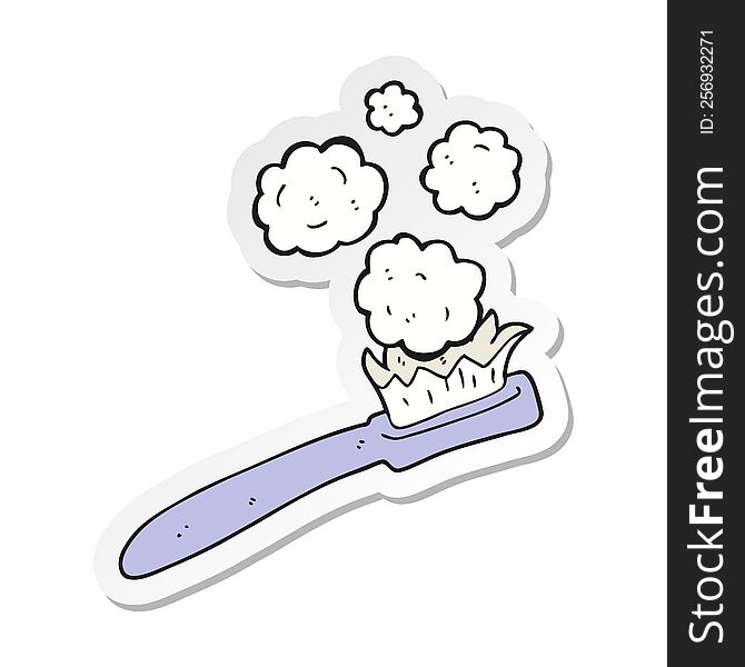 Sticker Of A Cartoon Toothbrush