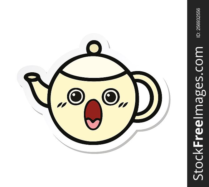 Sticker Of A Cute Cartoon Tea Pot