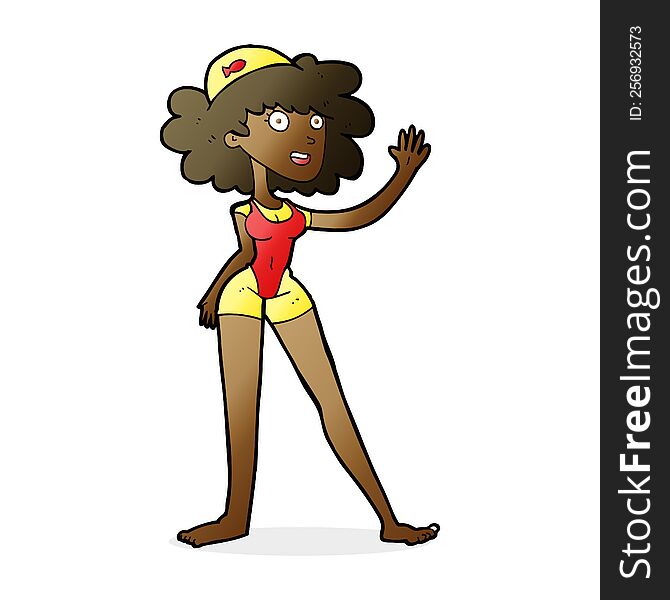 cartoon swimmer woman