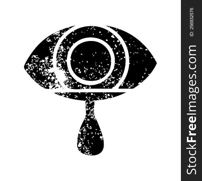 distressed symbol of a crying eye. distressed symbol of a crying eye