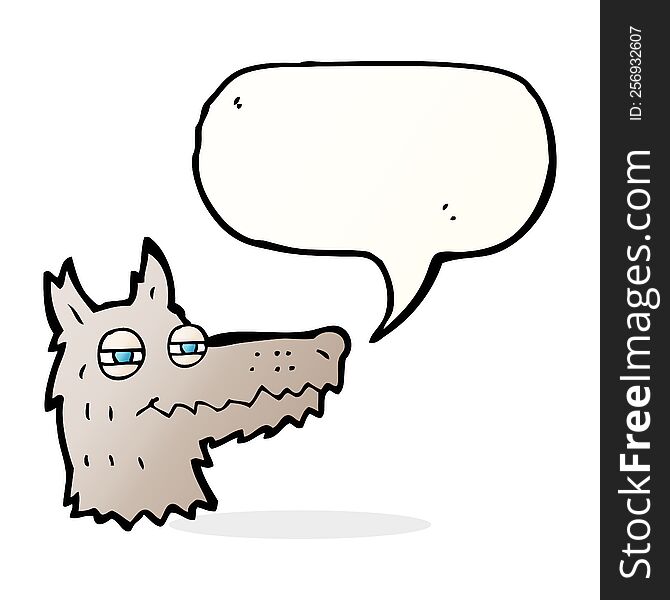 cartoon smug wolf face with speech bubble