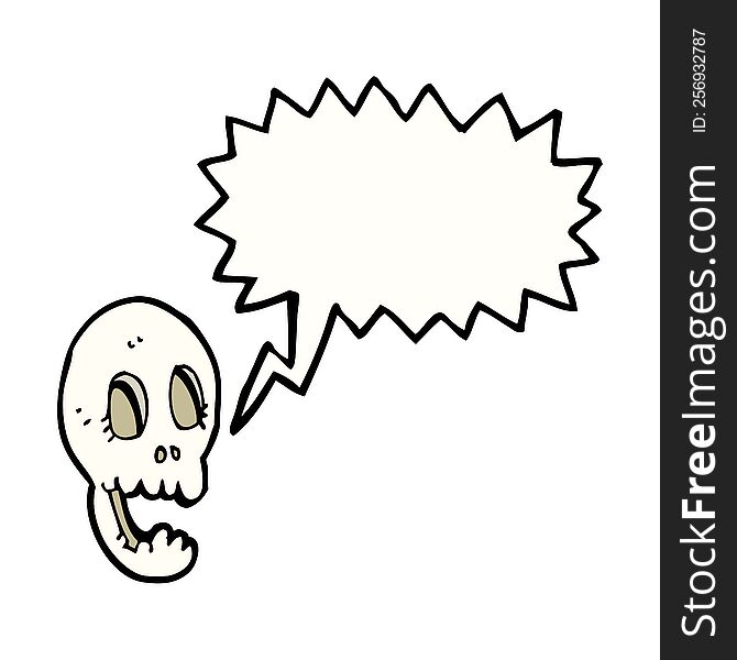 Funny Cartoon Skull With Speech Bubble