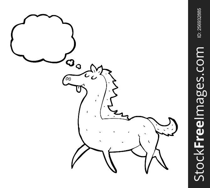 freehand drawn thought bubble cartoon horse