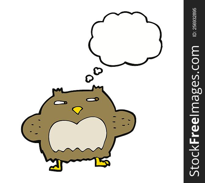 Cartoon Suspicious Owl With Thought Bubble