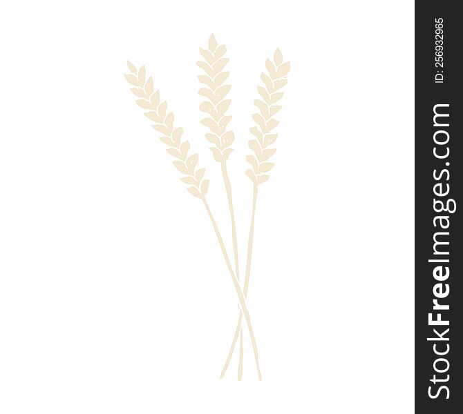 Flat Color Illustration Of A Cartoon Wheat