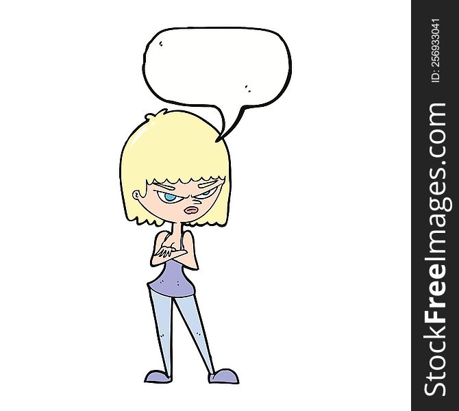 Cartoon Angry Woman With Speech Bubble