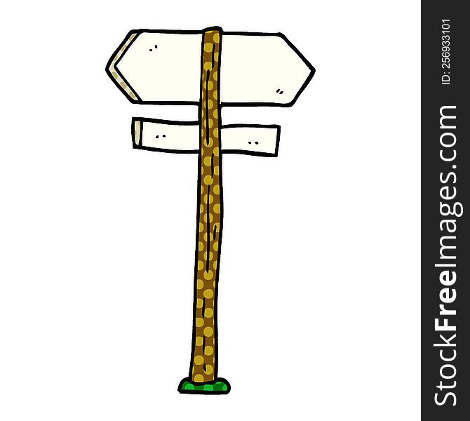 Cartoon Doodle Painted Direction Sign Posts