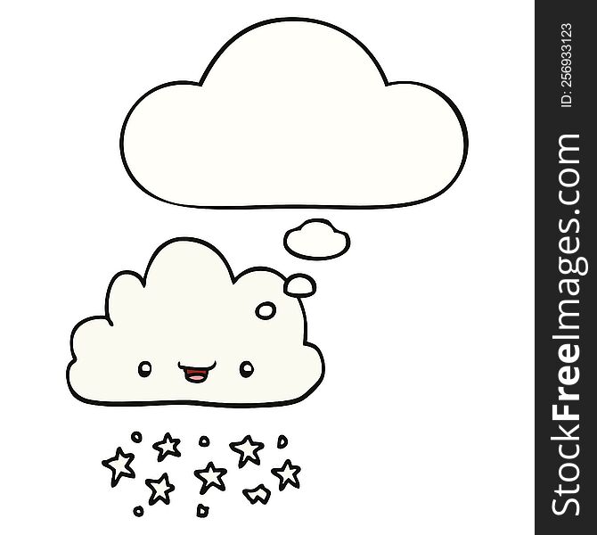 cartoon storm cloud with thought bubble. cartoon storm cloud with thought bubble