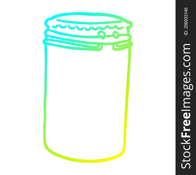 cold gradient line drawing of a cartoon storage jar