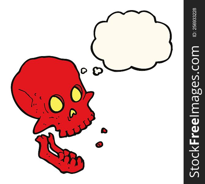 Cartoon Laughing Skull With Thought Bubble