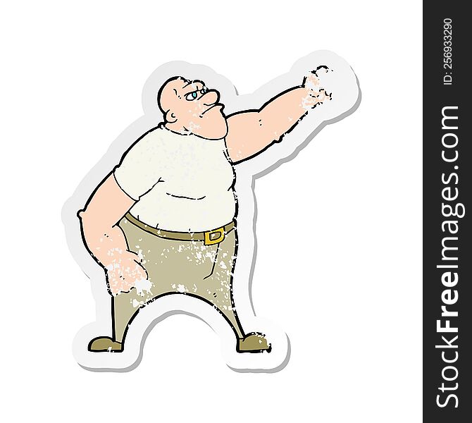 retro distressed sticker of a cartoon angry man