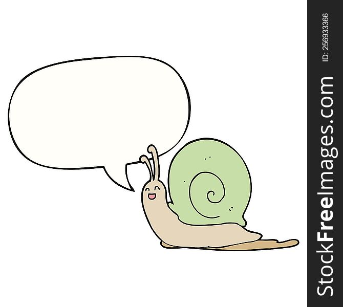 Cartoon Snail And Speech Bubble