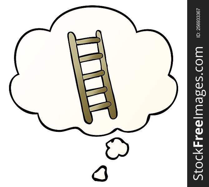 cartoon ladder with thought bubble in smooth gradient style