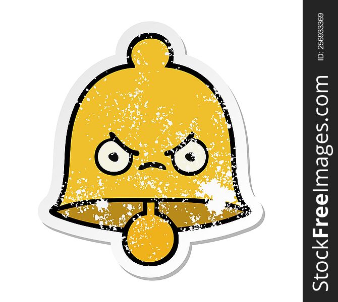 Distressed Sticker Of A Cute Cartoon Bell