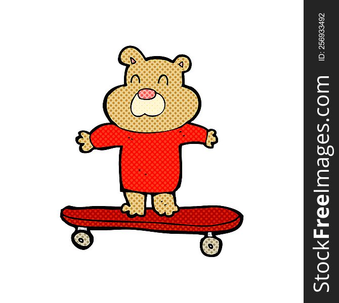 Cartoon Bear On Skateboard