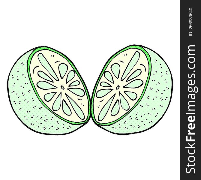 freehand drawn comic book style cartoon half melon