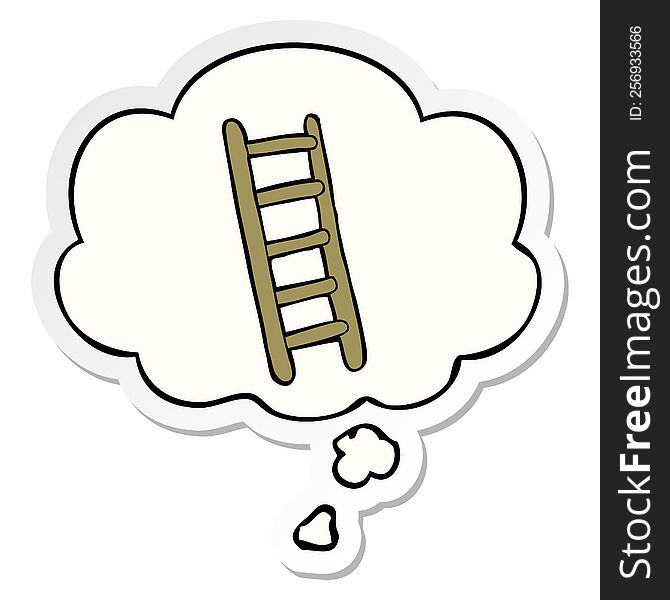 cartoon ladder with thought bubble as a printed sticker