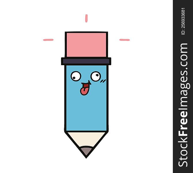 cute cartoon of a pencil. cute cartoon of a pencil