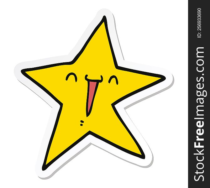 sticker of a happy cartoon star