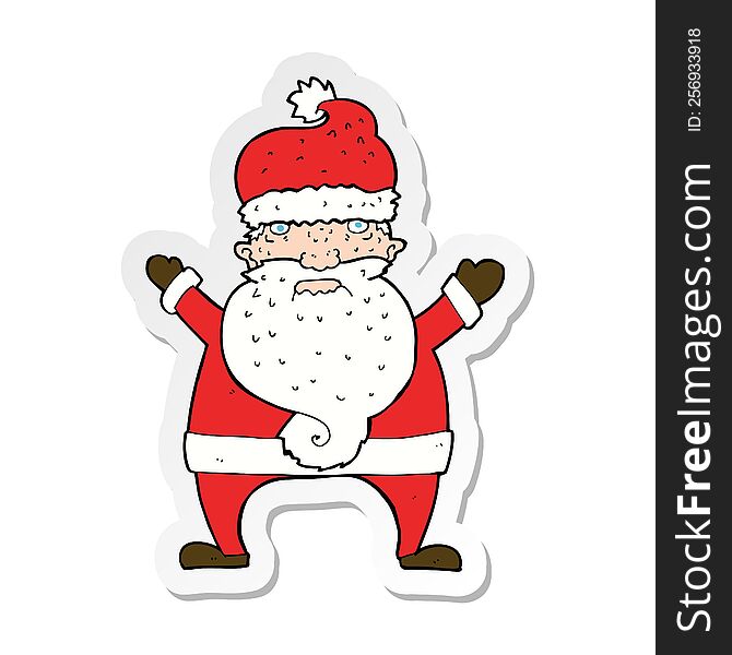 sticker of a cartoon ugly santa claus