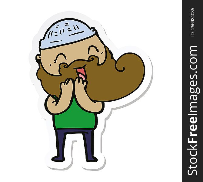 Sticker Of A Happy Bearded Man Laughing