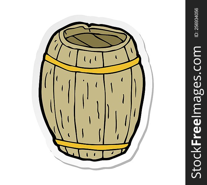 sticker of a cartoon wooden barrel