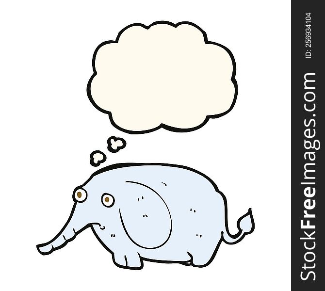 Cartoon Sad Little Elephant With Thought Bubble