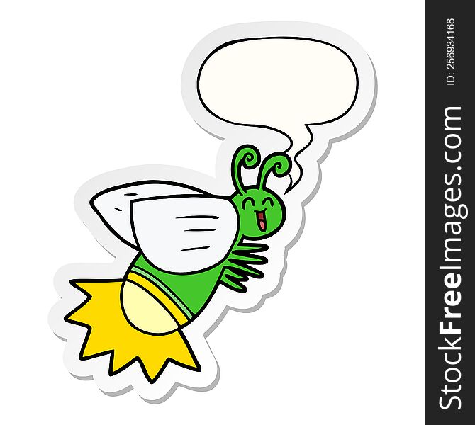 cartoon glow bug and speech bubble sticker
