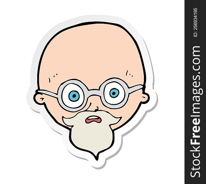 Sticker Of A Cartoon Shocked Man With Beard