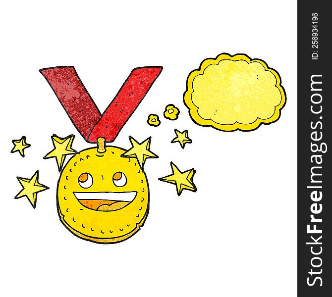 Thought Bubble Textured Cartoon Happy Sports Medal