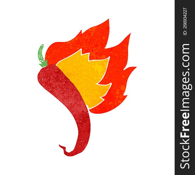 Retro Cartoon Flaming Hot Chilli Pepper
