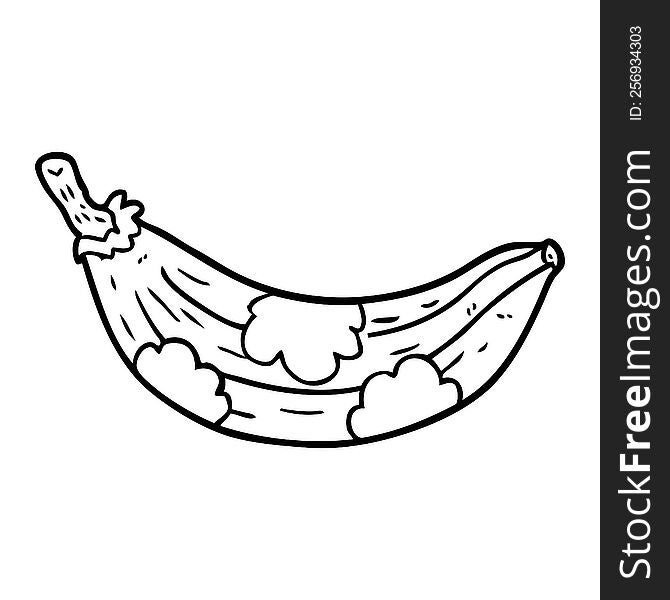 line drawing of a old banana going brown. line drawing of a old banana going brown