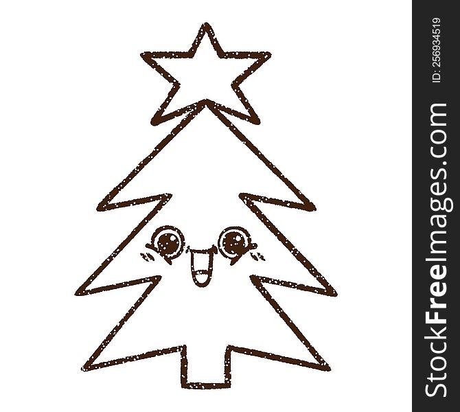 Christmas Tree Charcoal Drawing