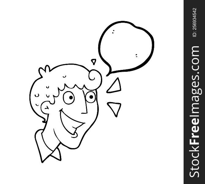 freehand drawn speech bubble cartoon excited man