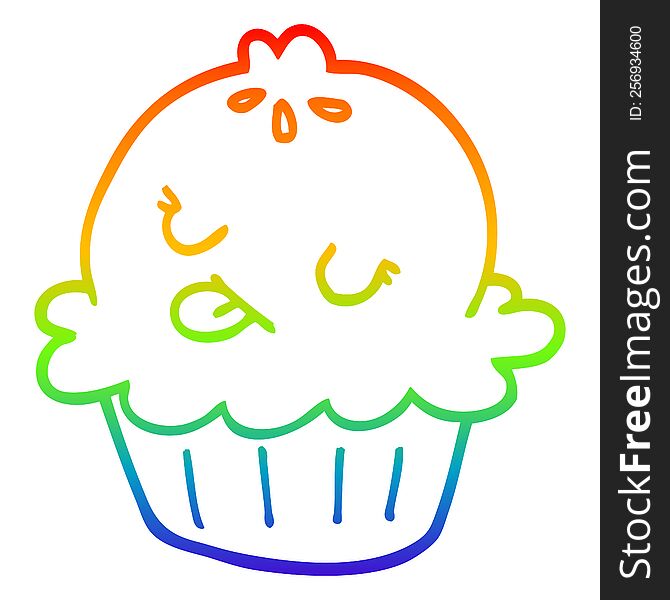 rainbow gradient line drawing of a cute cartoon pie