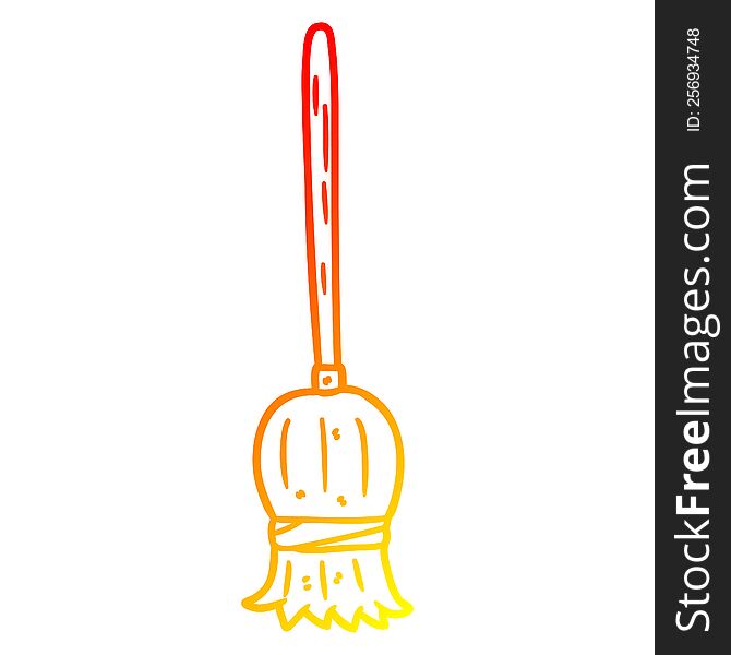 warm gradient line drawing of a cartoon broom