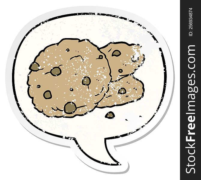 cartoon cookies and speech bubble distressed sticker