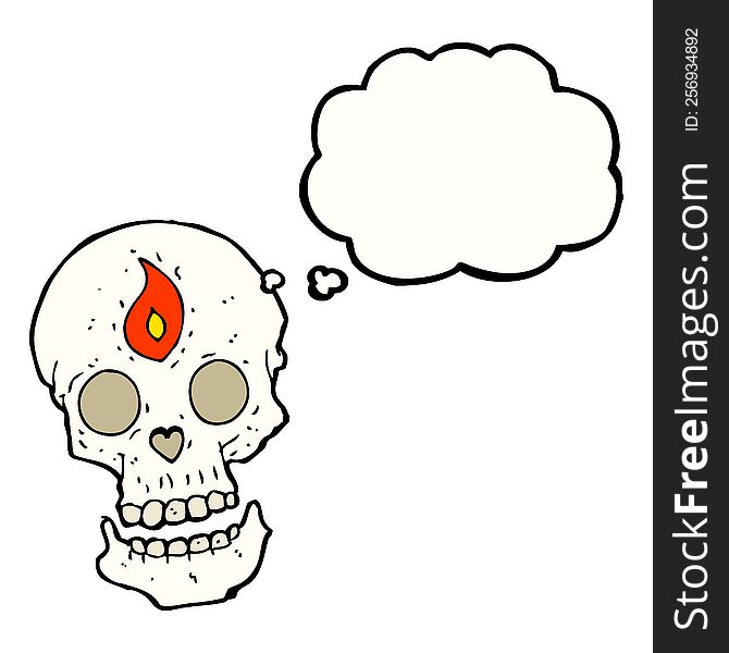Cartoon Mystic Skull With Thought Bubble